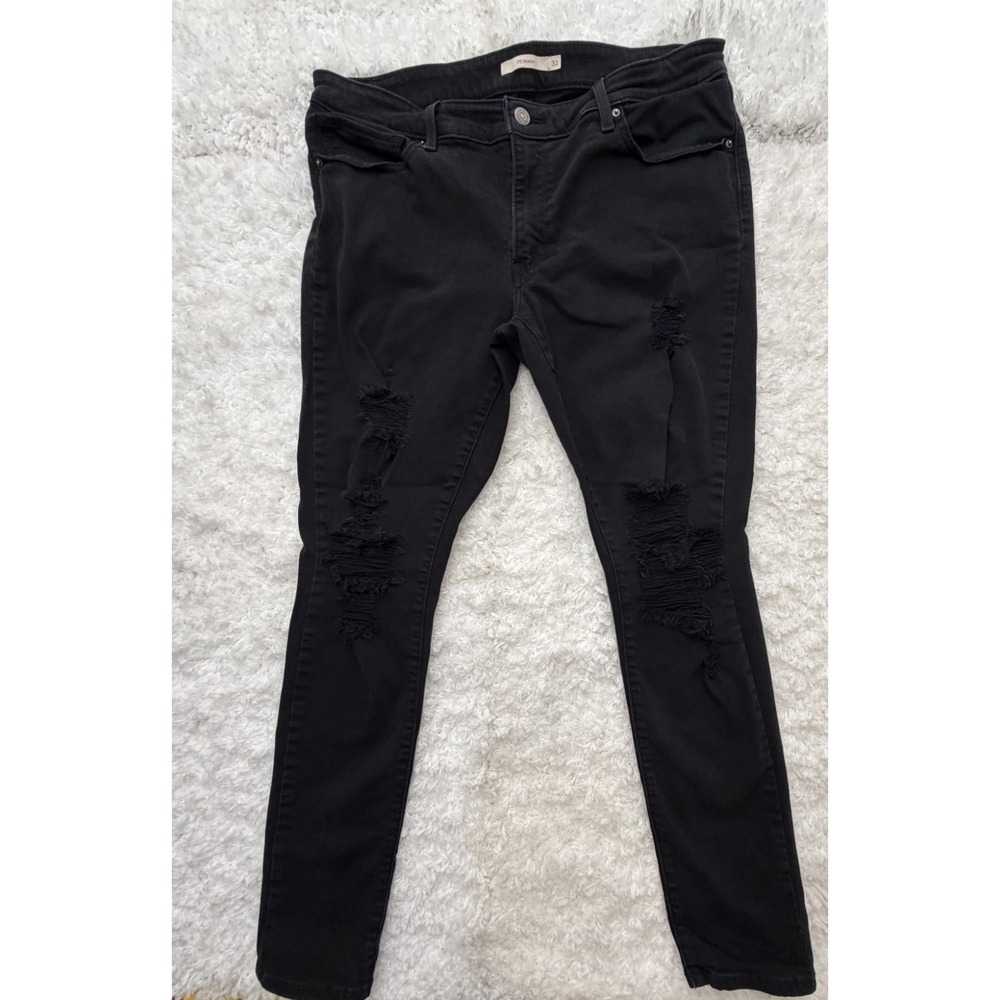 LEVI'S Womens 711 Skinny Jeans W33 L30 Black Cotton